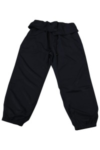 U377 makes pure color dark blue drawstring yoga sweatpants with wide waist, rubber bands and long feet. Combed sweatpants sweatpants franchise store 100% Tencel detail view-4